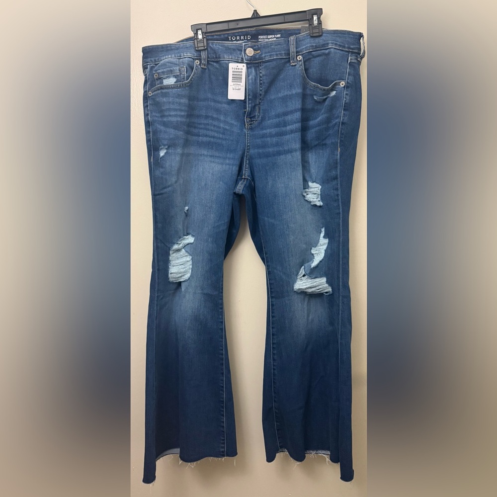 Torrid Women's Plus Size Blue Distressed Faired Jeans